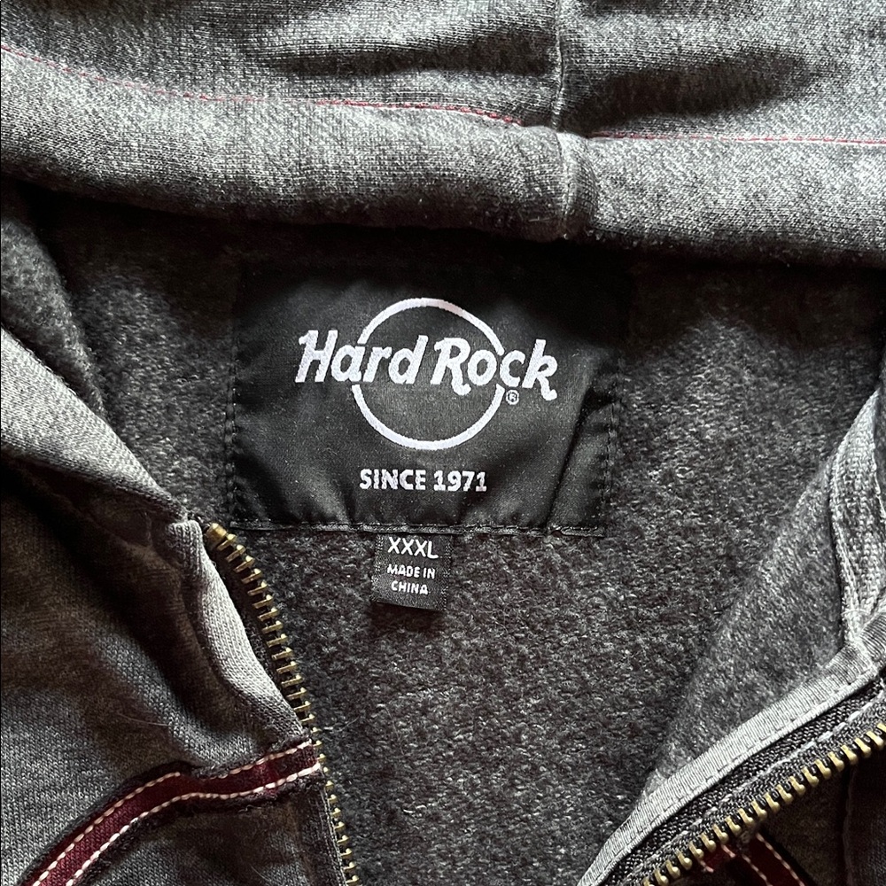 Hard Rock Cafe Mens XXXL Hoodie, Charcoal Zip-Up Sweater NWOT - Picture 3 of 12